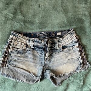 Miss Me Distressed Blue Jean Shorts